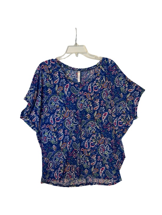 Dear Scarlett Tops - Dear Scarlett Navy/Multi color Poncho Style Top